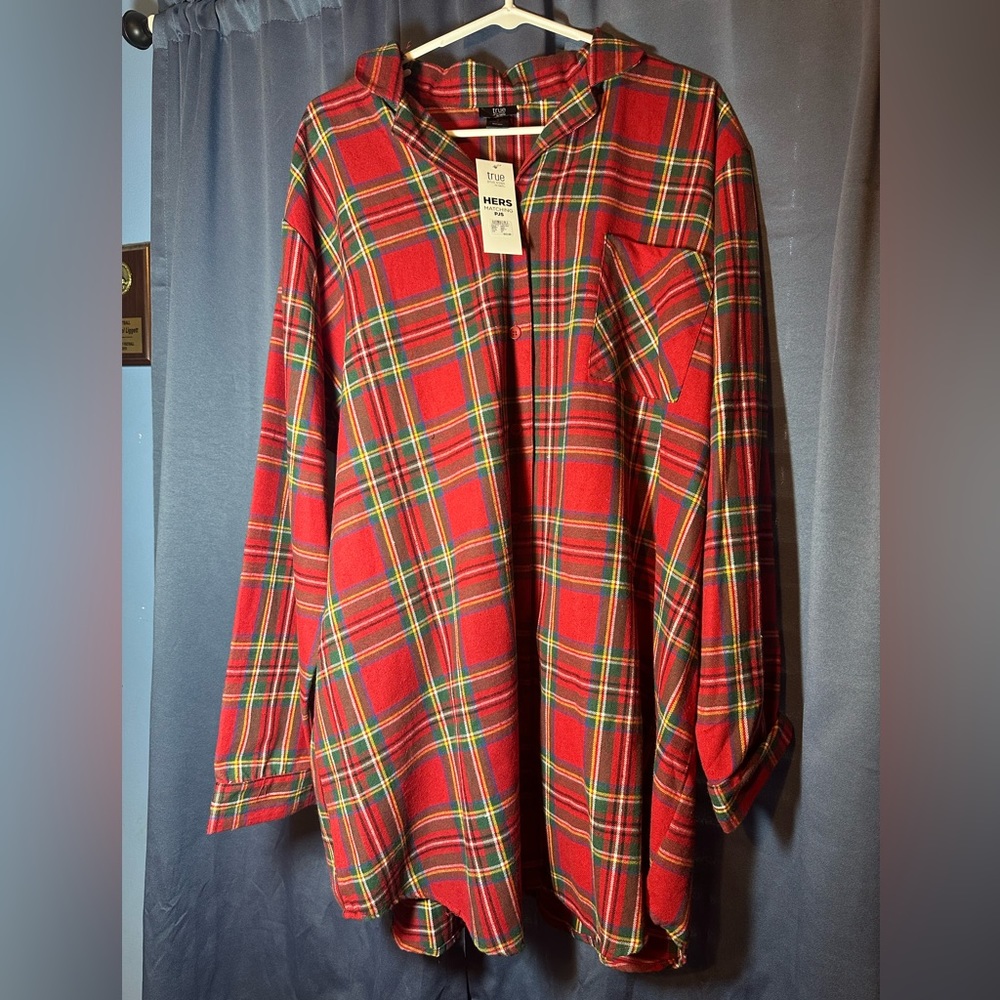 Woman’s plus size plaid pajama shirt